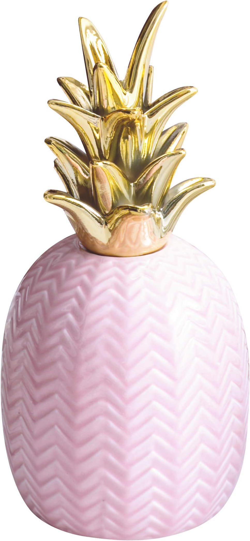 Ceramic Pineapple Decorative Ananas Decor Collectible Figurines Showpiece Beautifully Sculpted with Realistic Detail, 10" Tall (Gold Leaf)