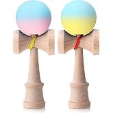 Thenshop 2 Pcs Kendama Solid Wood Full Size Macaron Gradient Ball | for Teens and Adults, Hand-eye Coordination Skill Training, Gradient Macaron Design, Traditional Japanese Wood Cup Game