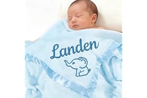 Personalized Baby Blanket with Embroidered Name,Custom Baby Receiving Blankets Soft Fleece Toddler Blanket for Newborn Baby Boy Shower Gifts -36" x 36"