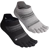 HABITER Merino Wool Toe Socks for Men & Women–50% Merino Wool,No Show,Lightweight,Arch Support Hiking Socks,Running,Long Walk