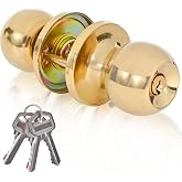 Brigligh High Security Stainless Steel Door knob - with Lock and Key (Gold) | Round Ball Door Handle Suitable for Entrance, Front Door, and Bedroom