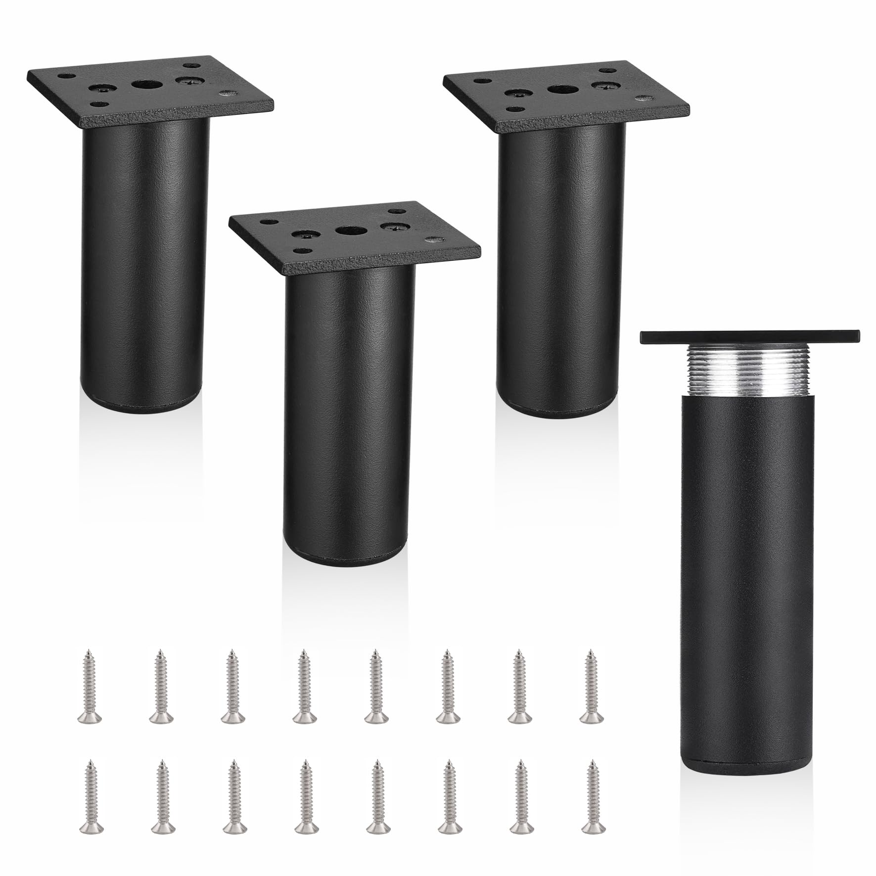 MixDora 4Pcs Adjustable Furniture Legs Black Metal Sofa feet Aluminum Alloy Couch Legs Wardrobe Foot Bed Feet Furniture Replacement Legs