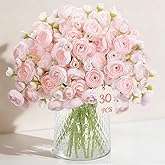 Alupssuc 30Pcs Ranunculus Artificial Flowers Faux Silk Mini Ranunculus, Spring Flowers Artificial Indoor for DIY Bouquets, Bulk Fake Wedding Filler Flowers for Bride Shower Decorations, Shabby Blush