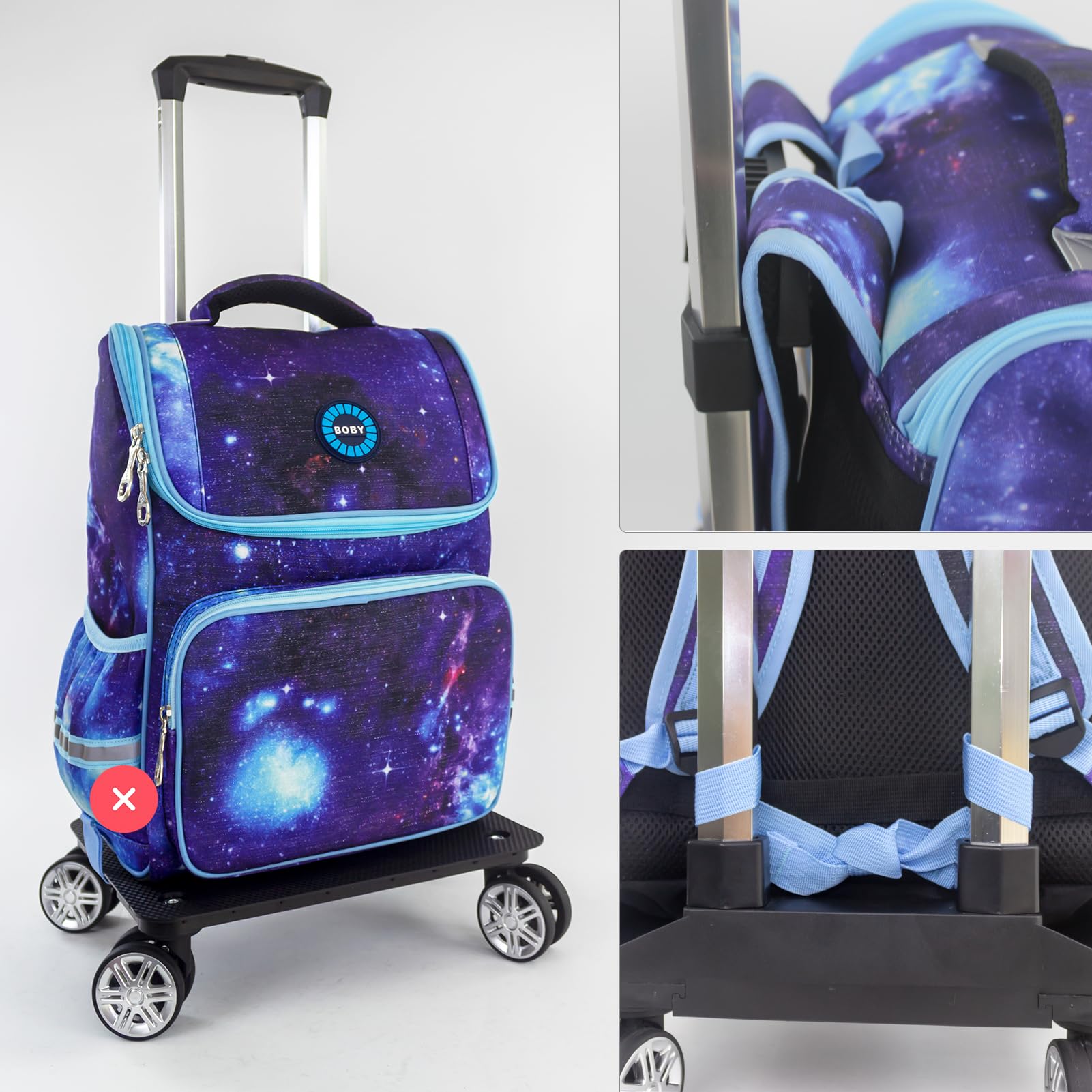 HapBoby Backpack Trolley Wheeled Cart-Backpack Hand Truck with Luggage Strap,Aluminium Alloy Folding Trolley Cart for Bags Backpack Travel Luggage Cart