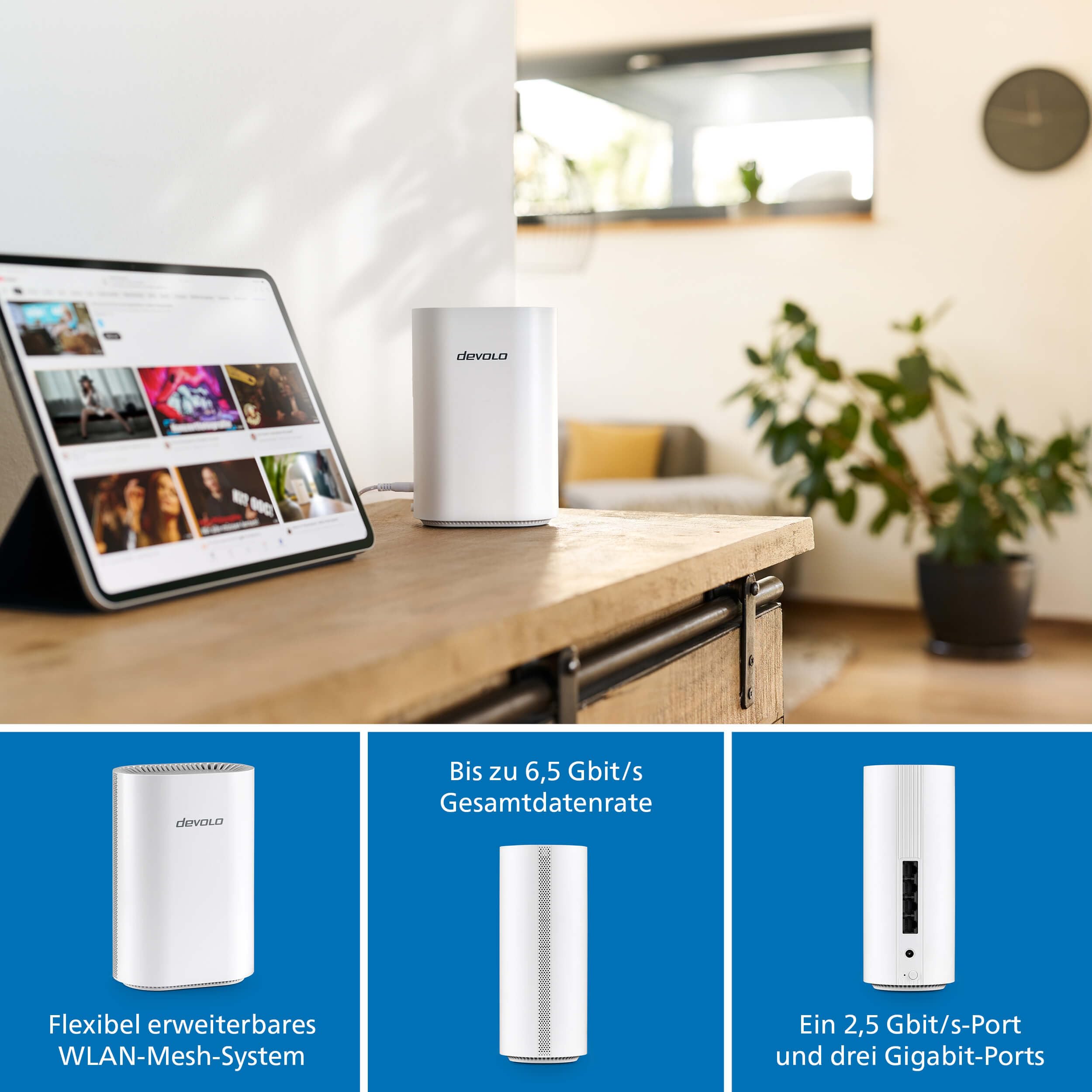 devolo WiFi 7 Mesh BE6500 2-Pack, Highspeed Mesh-WLAN-System, WLAN-Verstärker, bis zu 6.500 Mbit/s, 2,5 Gbit/s-LAN-Anschluss, weiß 2
