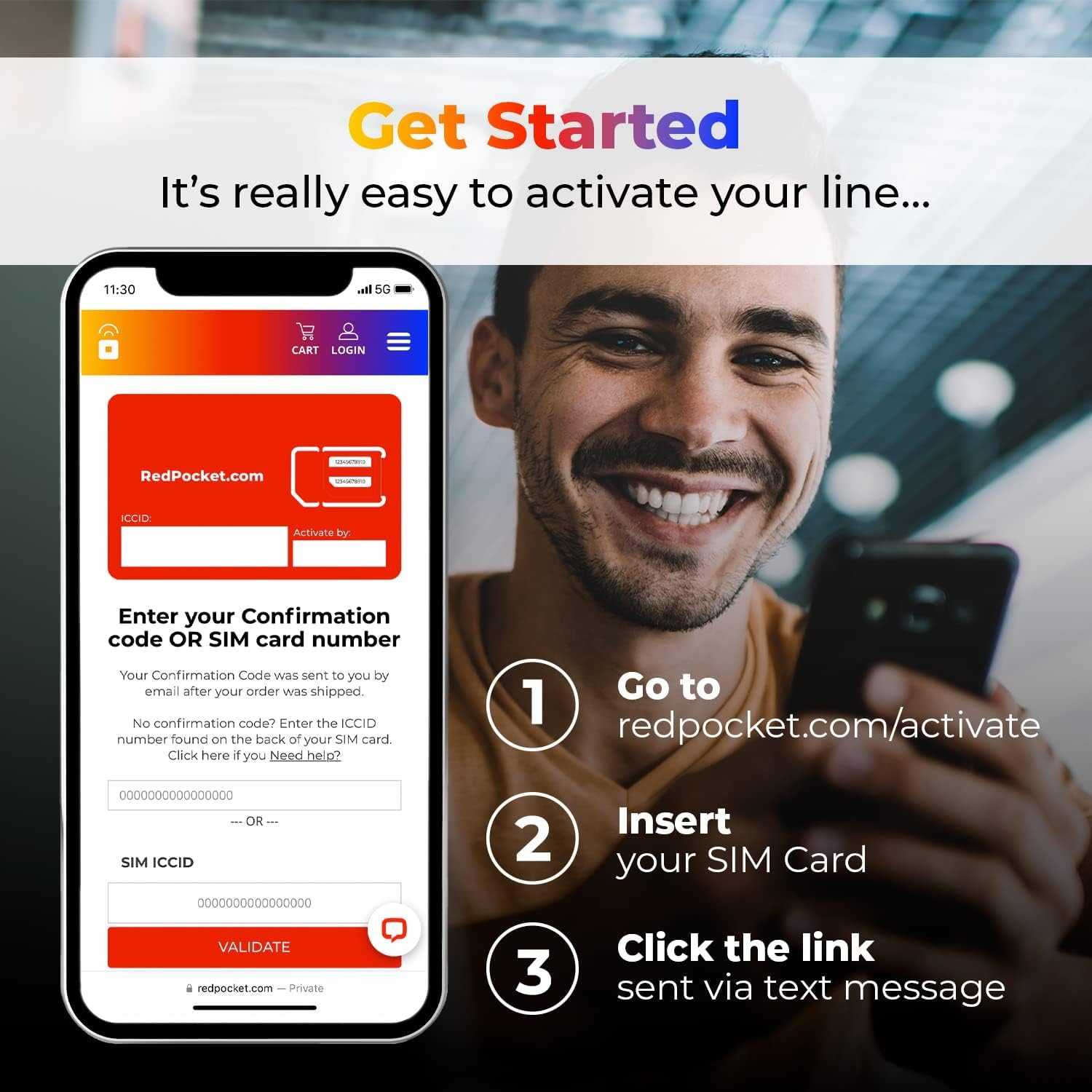 1GB High-Speed Data from RedPocket Mobile. Free SIM Card for AT&T-Compatible Phone. Unlimited Data, Talk, & Text