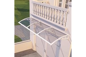 DAWNINGHOMM Awning for Door Entrance with Drainage, 40x120 Inch Awnings for Patio, Durable Polycarbonate Window Awnings Exterior, UV Rain Snow Protection Canopy for House, Porch, Patio, Deck