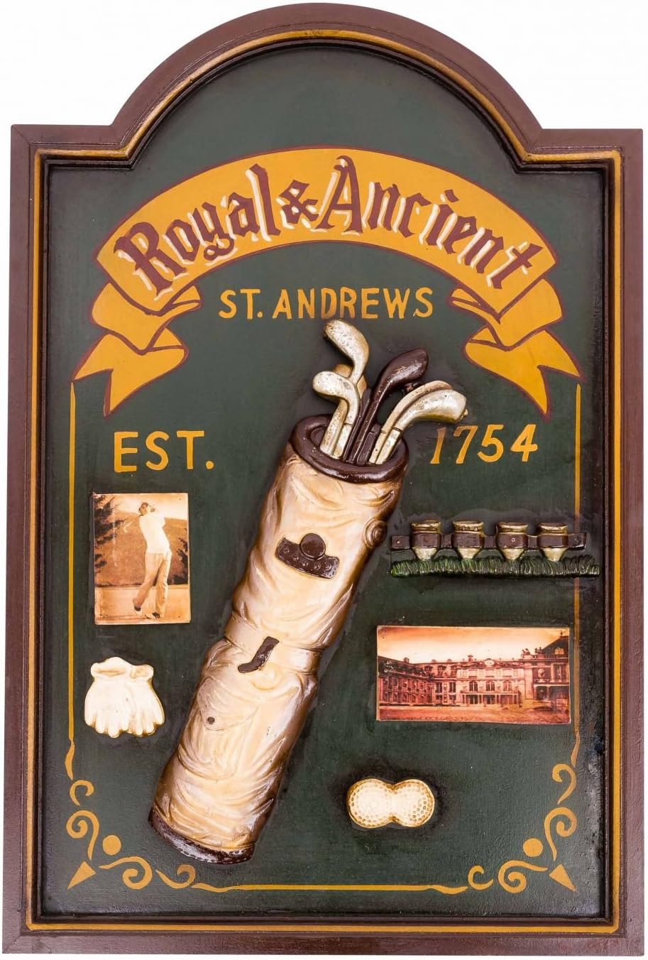 aubaho Wall decoration - St. Andrews golf club - antique style panel - wood