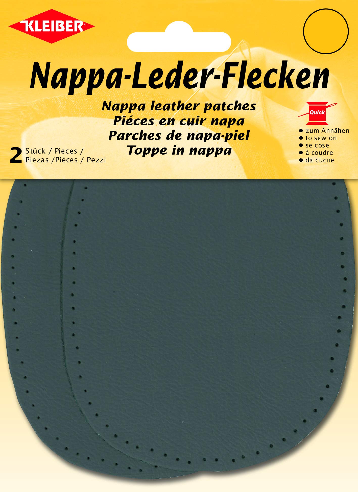 Kleiber Nappa Leather Sew-On Repair Patch, Dark Grey
