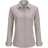 EverVoguant Super Soft Non-Iron Wrinkle Free Button Down Shirts for Women Solid Formal Work Dress Blouse Tops