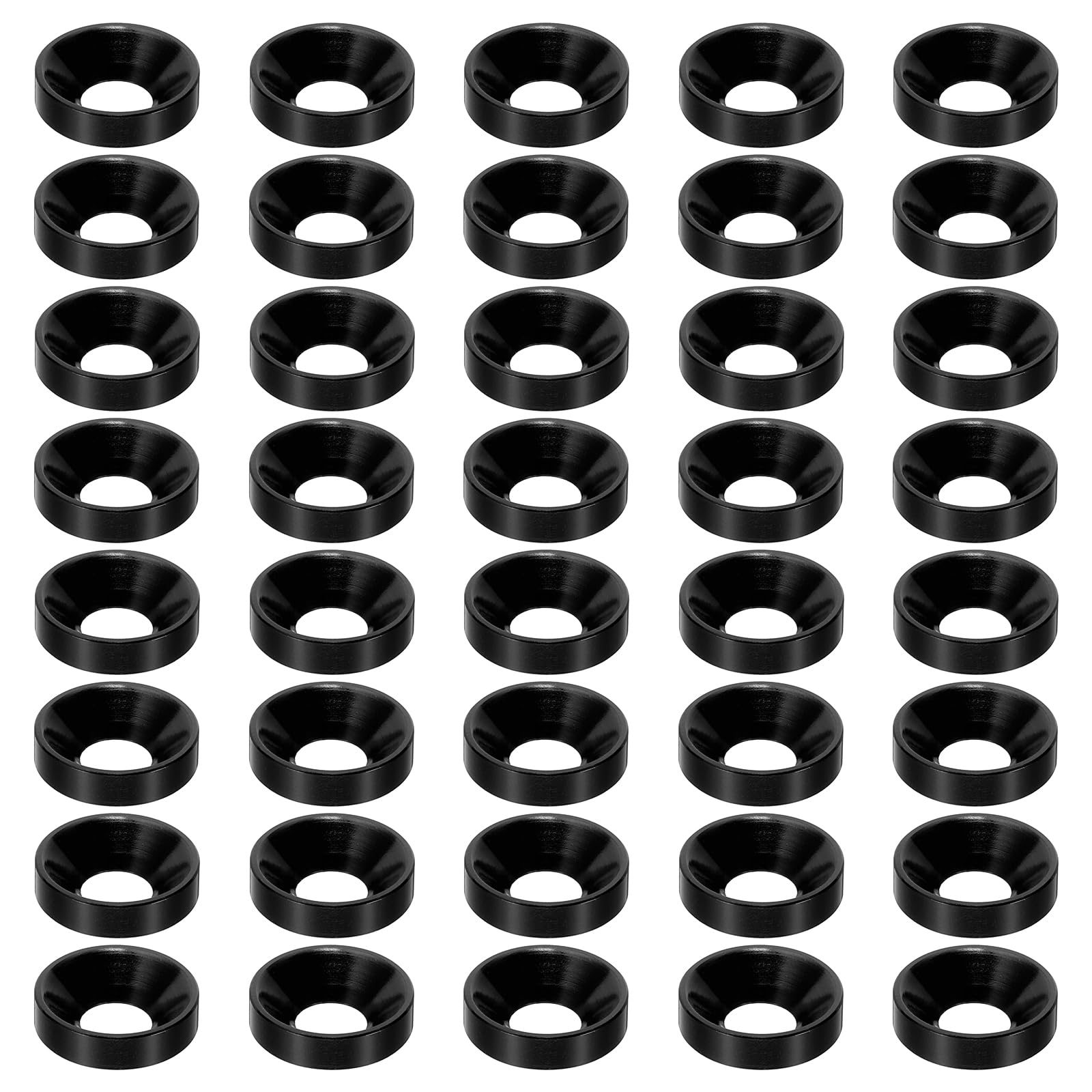 PATIKIL M6 Finish Countersunk Washer, 60pcs Anodized Aluminum Alloy Flat Cup Head Screw Gasket Bolt for Mechanical Accessories Parts DIY Models, Black