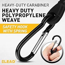6 Piece Carabiner Bungee Cords with Hooks, 12 Inch