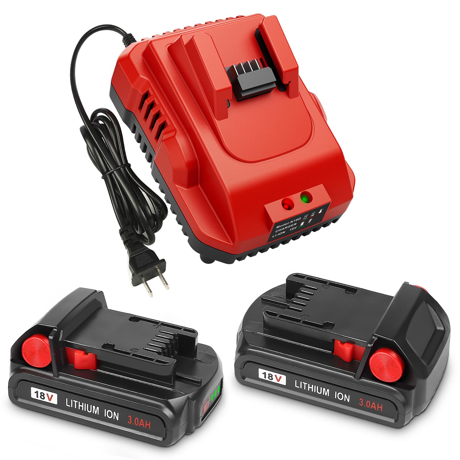 Photo 1 of 3.0Ah 18V 2/pk Replacement for Milwaukee M-18 Battery with Charger