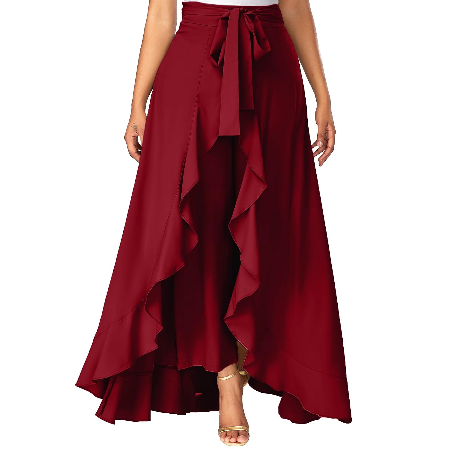 addyvero women's ruffled plazzo eerie black skirt