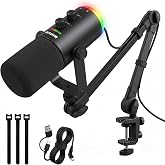 MARVO Gaming Microphone Set, Condenser PC Mic for Streaming Podcasting with Boom Arm Stand, Mute Button, Headphones Jack, for Recording Vocal Voice, USB and XLR Connectivity