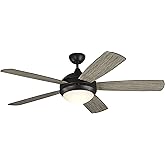 Generation Lighting | 5DISM52AGPD | Discus 52-Inch Indoor 5-Blade Smart Ceiling Fan In Aged Pewter Finish With Energy-Efficie
