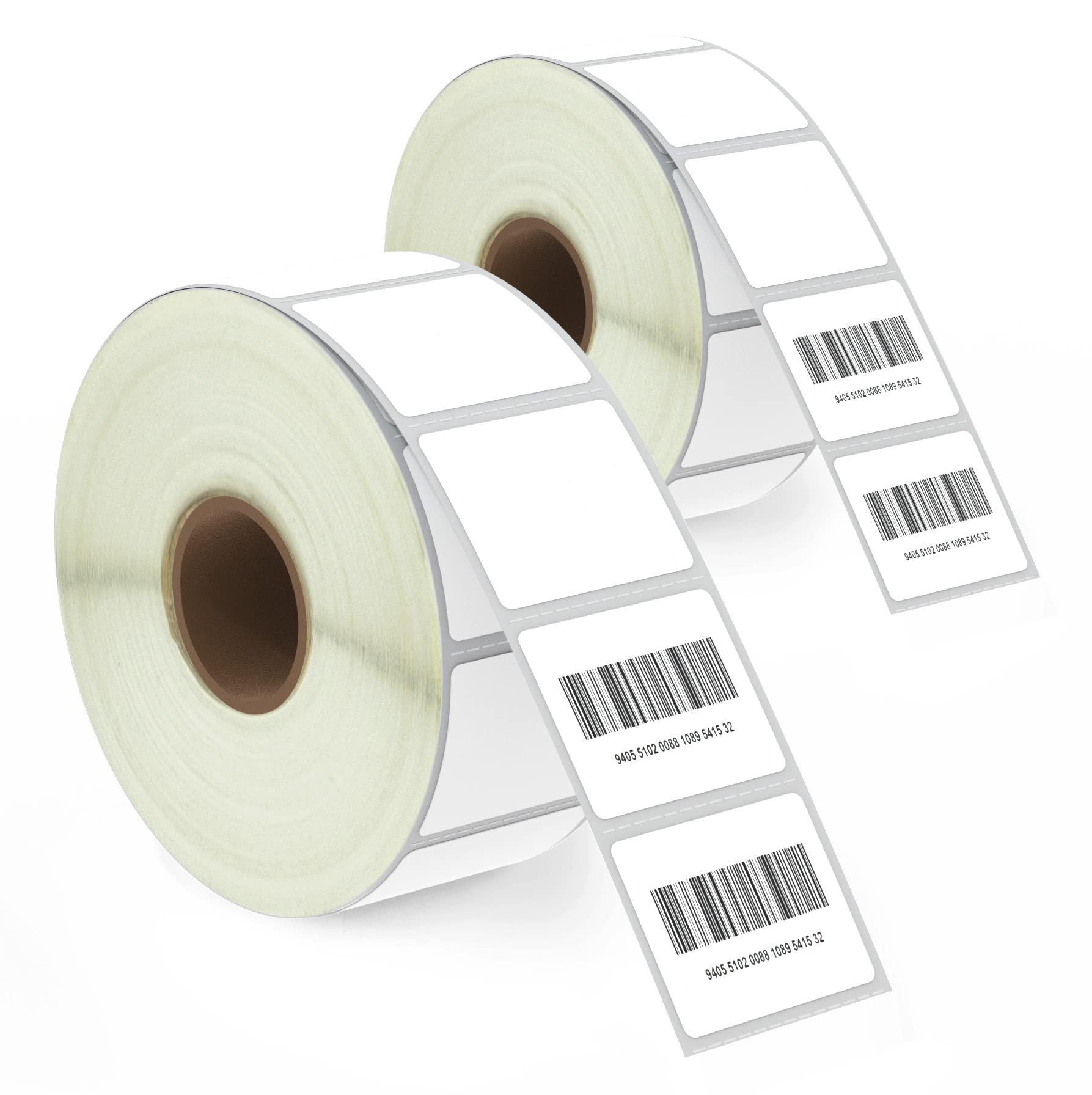 BETCKEY - 32mm x 25mm(1.25 in x 1 in) Barcode & Address Thermal Labels, 1380 Perforated Stickers per Roll Compatible with Zebra & More Printers [2 Roll/2760 Labels]