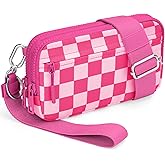 YINHEXI Crossbody Wristlet Wallet for Women, Small Checkered Phone Bag Wallet Purse, Nylon Travel Shoulder Bag for Women