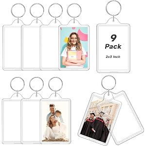 ZYFLSQ Photo Keychain, 9 Pcs Acrylic Picture Keychain Holder for Father's Day, Personalised Keychains Photo Frame for Insert