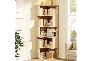 YGWBGA 5-Tier L Shaped Bookshelf, Corner Bookshelf with Baffle, Freestanding Open Bookcase for Small Space with Large Capacit