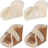 Awaiymi 2 Pairs Heel Protectors for Pressure Sores, Soft Heel Protector for Bed Sores, Foot Protectors for Feet with Velcro Straps for Men Women Seniors and Adults, Medium Size (Beige, Brown)