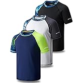 Liberty Pro 3 Pack Boys' UPF 50+ Rash Guard Short Sleeve Swim Shirts, Quick Dry UV Protection Swimwear for Kids