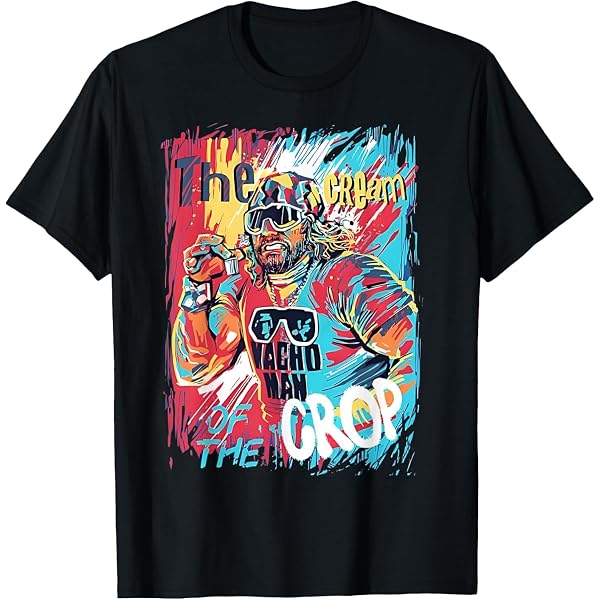 WWE Macho Man Randy Savage T-Shirt - Officially Licensed Black Tee (Adult Sizes)