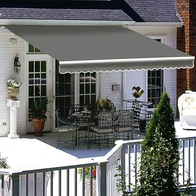 iropro 2.5x2M Grey Manual Retractable Patio Awning Sun Shade Canopy Gazebo UV