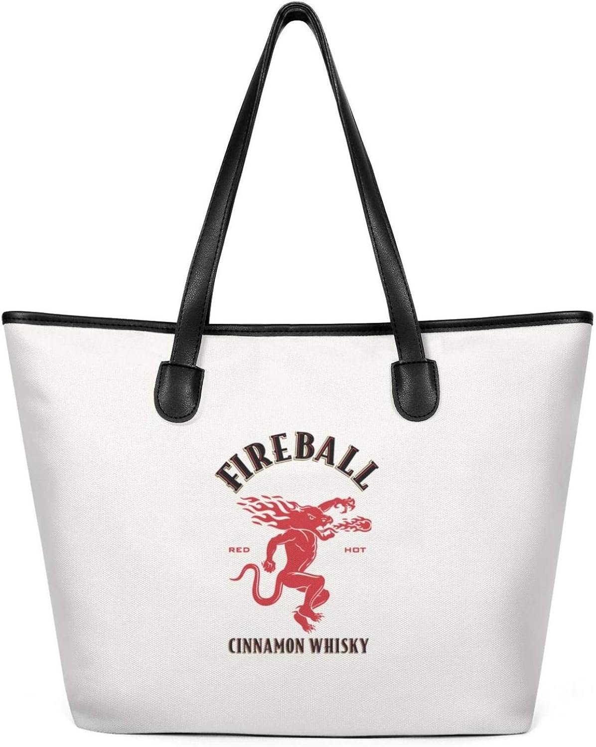 Ladies FireballWhiskyTaglineLogo Canvas Tote Bag Large Capacity