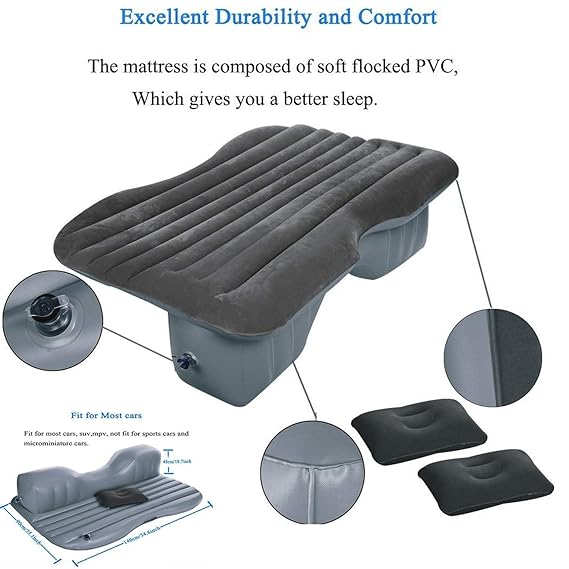 Speedmar UK Aufblasbares Bett aus umweltfreundlichem Material, beflockt, aufblasbare Matratze, Beflockung, für Camping, SUV, 