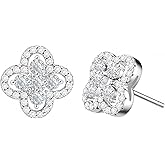 Moissanite Four-Leaf Clover Stud Earrings in S925 Sterling Silver, D Color VVS1, Valentines Anniversary Birthday Mother‘s Day Gift for Women