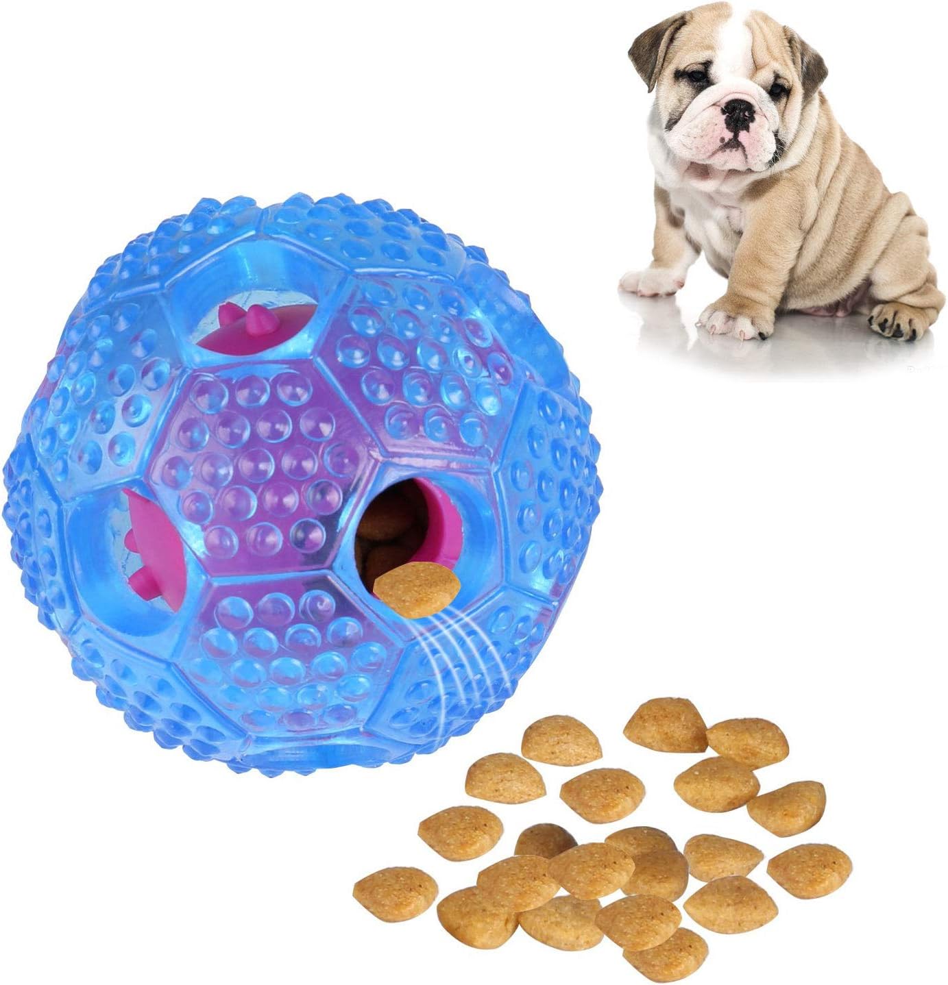 RENZCHU Interactive Dog Toy, IQ Treat Ball Food Dispensing Toys for Small Medium Large Dogs Durable Chew Ball, Nontoxic Rubber and Bouncy Dog Ball, Cleans Teeth