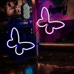 2 Pieces Butterfly Neon Signs, Butterfly LED Neon