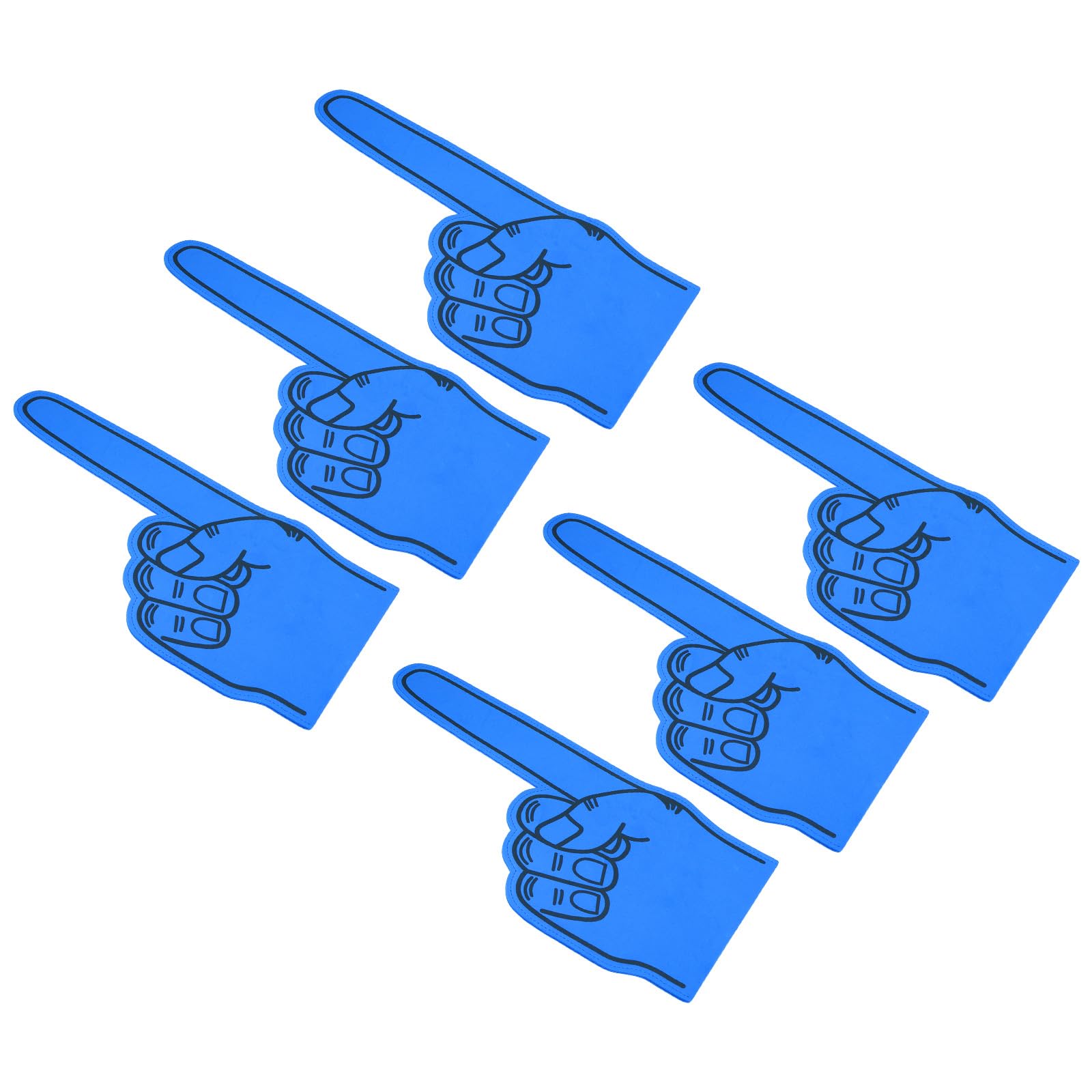 PATIKIL Giant Foam Finger 18 Inch, 6 Pack Number 1 DIY Blank Foam Hand Cheerleading Foam Fingers for Sports Events Games Party Supplies, Blue, Black Line