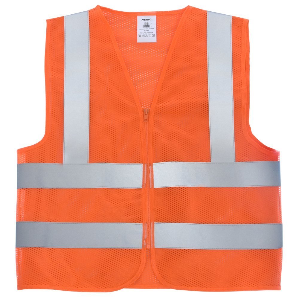 Diamond High Visibility Neon Orange Zipper Front Safety Vest with