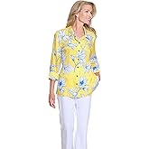 MULTIPLES Women's Roll Tab Long Sleeves 1-Pocket Button Front Shirt