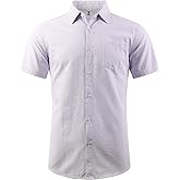 OCHENTA Mens Short Sleeve Button Down Oxford Dress Shirt Summer Casual Tops