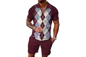 BIRW Men‘s Track Suits 2 Piece Summer Short Sets Outfits Fashion Polo Shirt Casual Short Sleeve and Shorts set