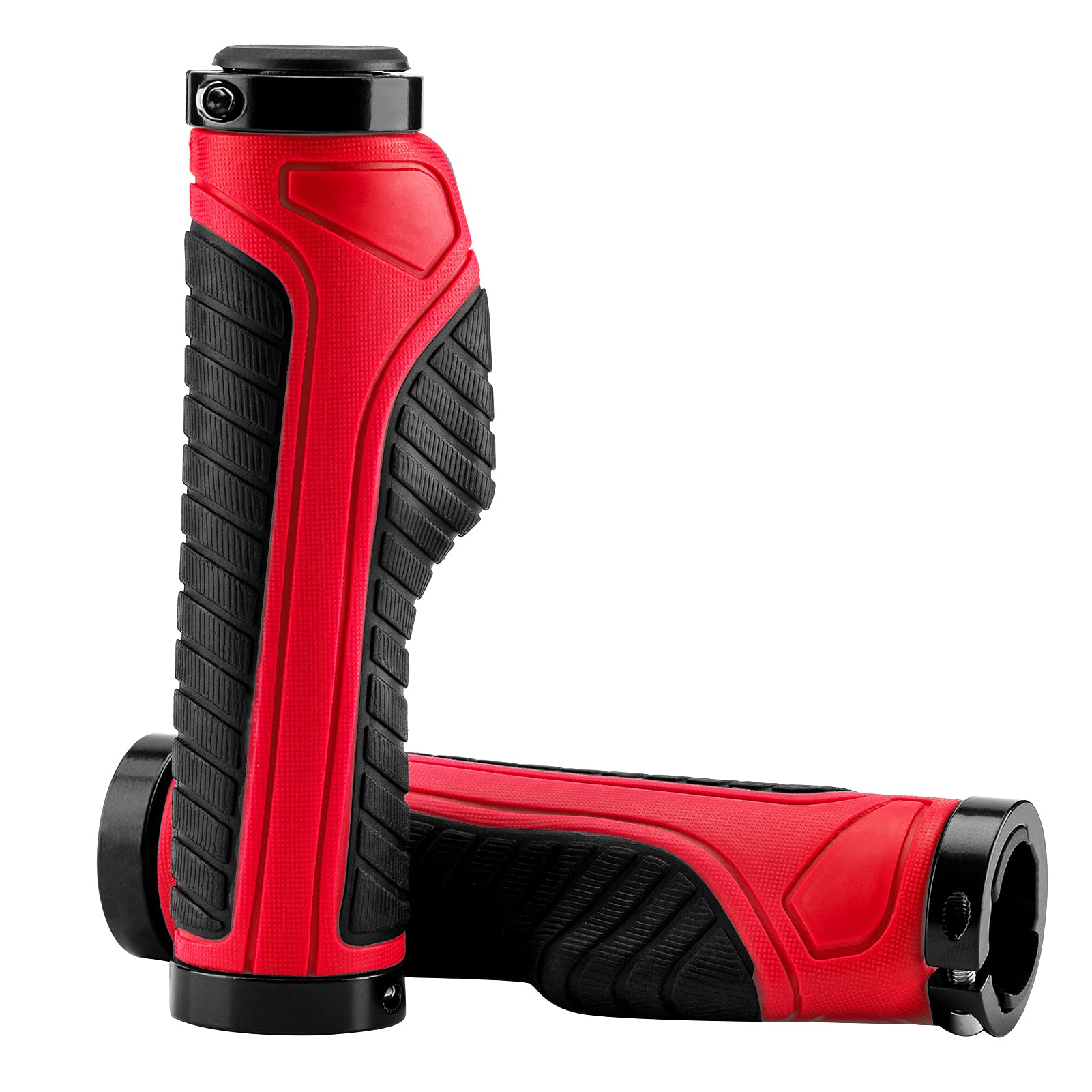 ROCKBROS Bike Grips Bicycle Handlebar Grips Double Aluminum Clamp Lock On Covers Handlebar Covers for MTB BMX Mountain Bike Red — image 1