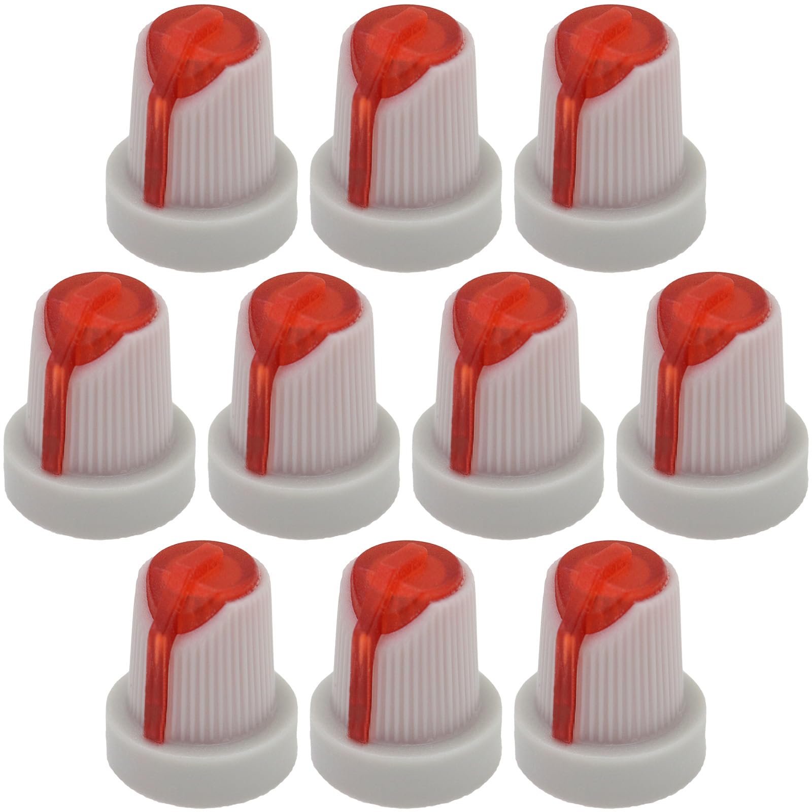 6mm Splined Hole AG5 Illuminateable Grey Body Plastic Colour Indicator Control Knob Pack of 10 (Red)