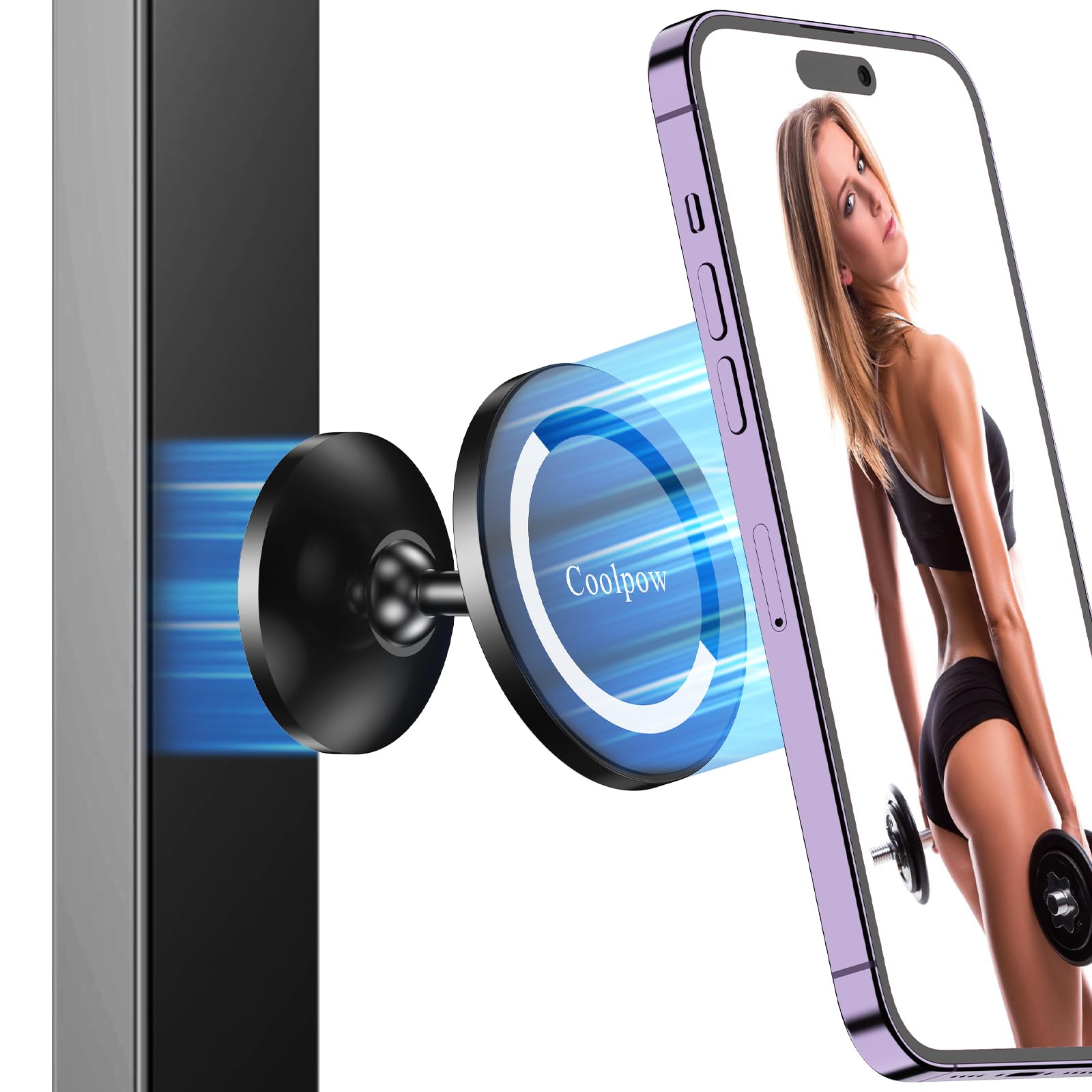 Gym Magnetic Phone Holder Mount for MagSafe【All Metal】Dual Magnetic Phone Holder for Gym Accessories Attach to Metal Surface, Gym Phone Holder Magnet for iPhone 16 15 14 13 Pro Max Gift for Men Women