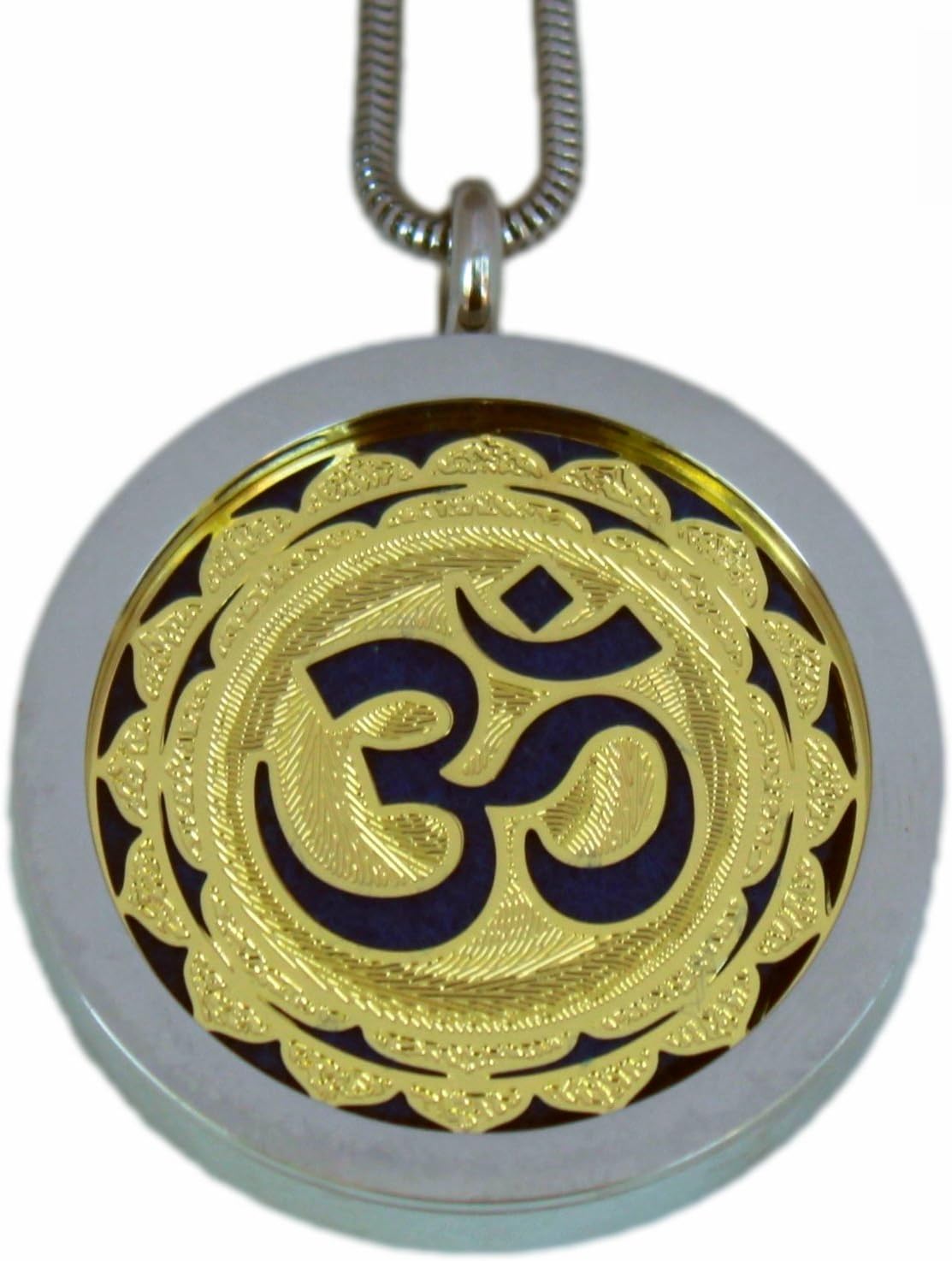 HeartsforLove Om (Aum) and Seed of Life Sacred Geometry Aromatherapy Double Sided Pendant