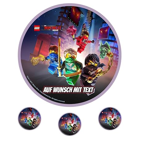 Tortenaufleger Geburtstag Tortenbild Zuckerbild Oblate Motiv: Lego Ninjago 14 (Zuckerpapier)