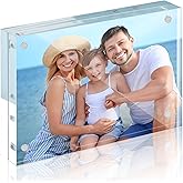 HOUSE DAY Acrylic Picture Frames 8x10, 1 Pack Magnetic 8x10 Picture Frame, Double Sided Clear 8 x 10 Photo Frame with Microfiber Cloth, Frameless FreeStanding 8x10 Frame Gift for Desktop Display