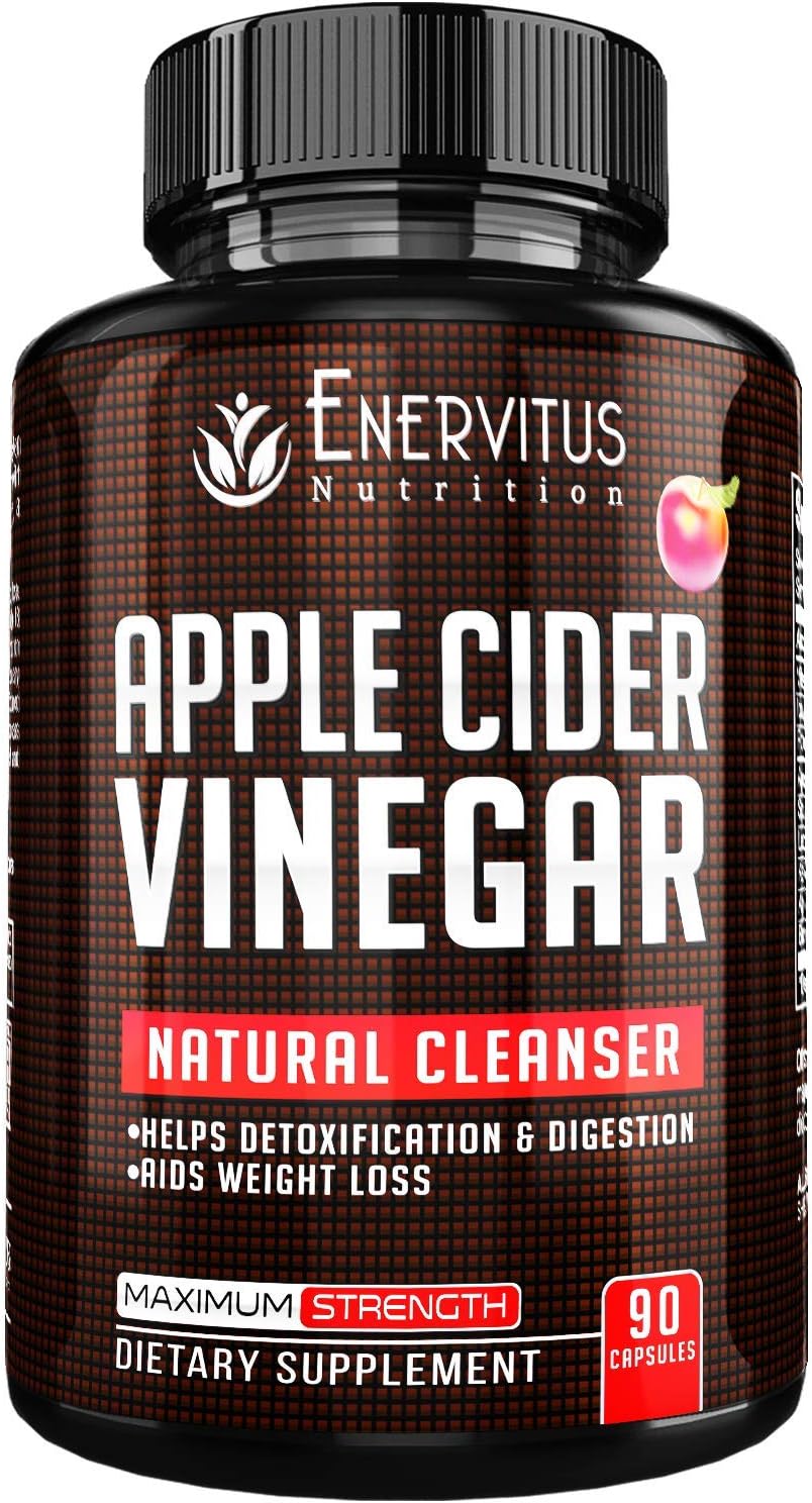 Super Strength Apple Cider Vinegar Capsules - 90 ACV Pills with Spirulina, Kelp, Bromelain, Pectin and B6. Promotes Natural Detoxification and Healthy Digestion Fights Inflammation.