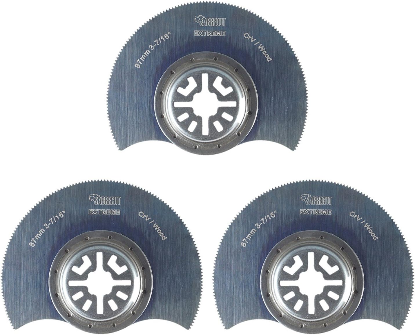 3 x 87mm SabreCut PR90F_3 Wood Blades Compatible with Bosch Fein (Non-StarLock) Makita Milwaukee AEG Batavia Einhell Ergotools Hitachi Parkside Ryobi Worx Workzone Multitool Multi Tool Accessories