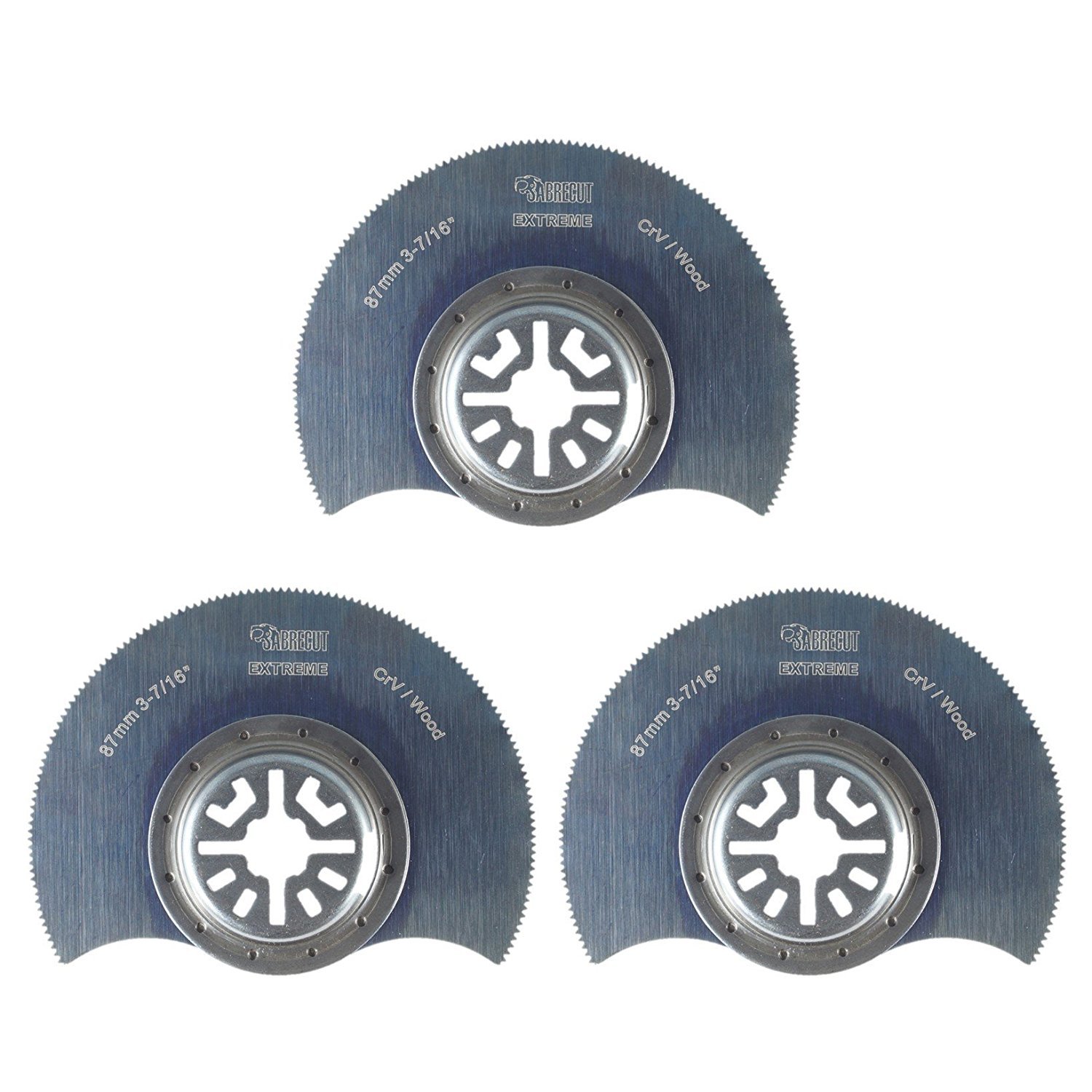 3 x 87mm SabreCut PR90F_3 Wood Blades Compatible with Bosch Fein (Non-StarLock) Makita Milwaukee AEG Batavia Einhell Ergotools Hitachi Parkside Ryobi Worx Workzone Multitool Multi Tool Accessories