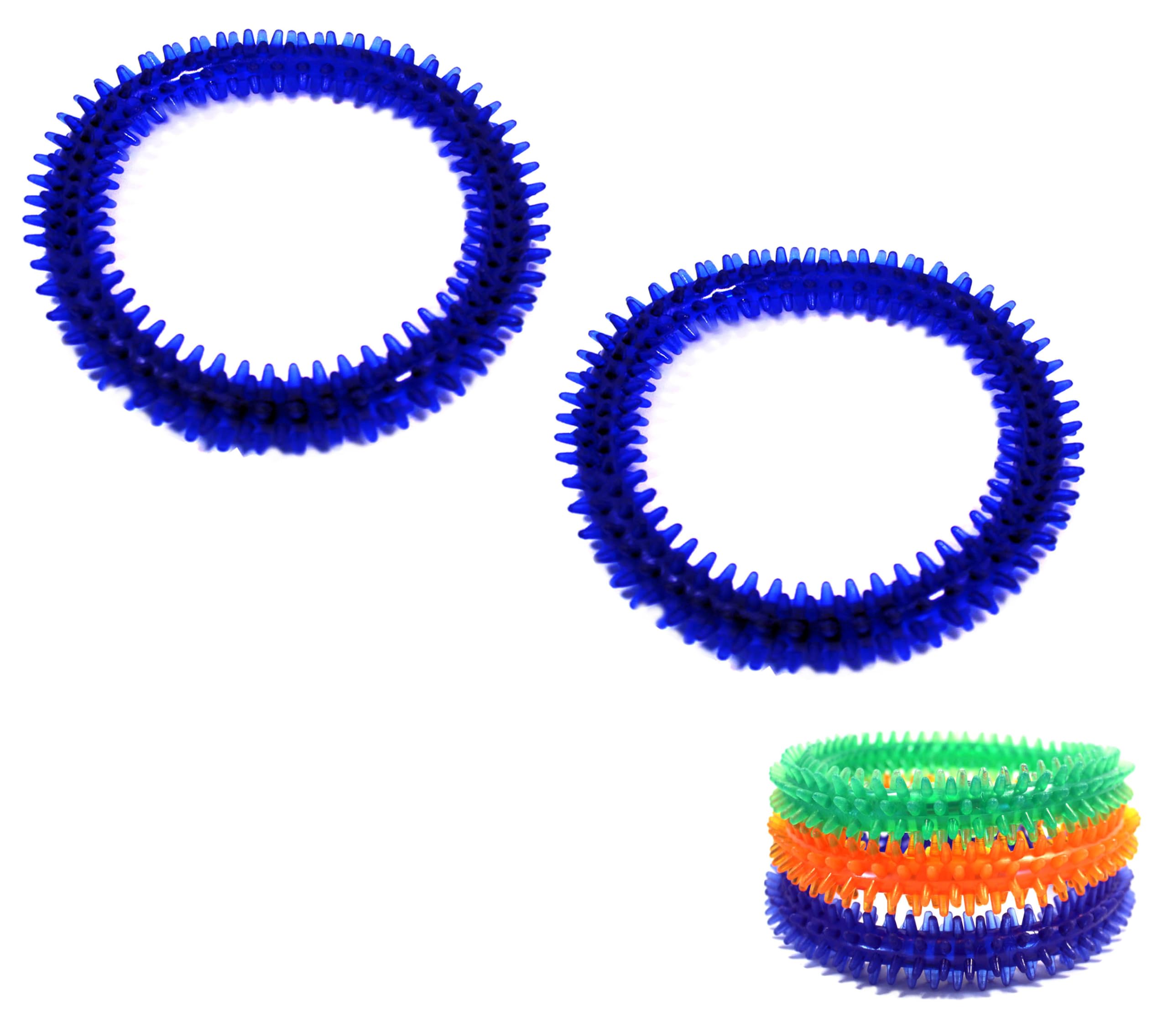 Honeey Puppy Biting Dog Chew Ring Toy Dental Soft Rubber Teething Training, Dogs less than 10kg (2x Blue Rings)