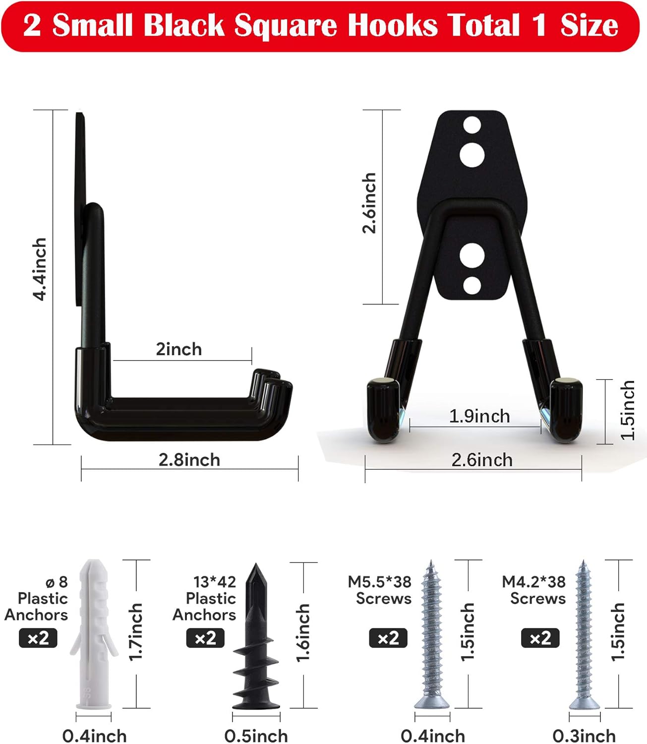 Steel Garage Storage Utility Double Hooks, Heavy Duty Hangers Wall Mount Holder Garage Organizer for Power Tools, Bikes, Ladders, Ropes, Hoses, Bulk Items Storage (Pack of 4) (4 Pack U Hook) - - 