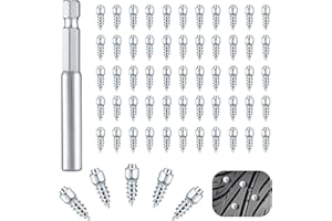 BIGMETA 100 Pcs Tire Studs - 4 x 12mm Wheel Tyre Snow Studs with Installation Tool, Carbide Screw Tire Studs for Most Car Truck, Snowmobile, Bicycle, ATV, UTV, Boots, Anti-Slip Accessories